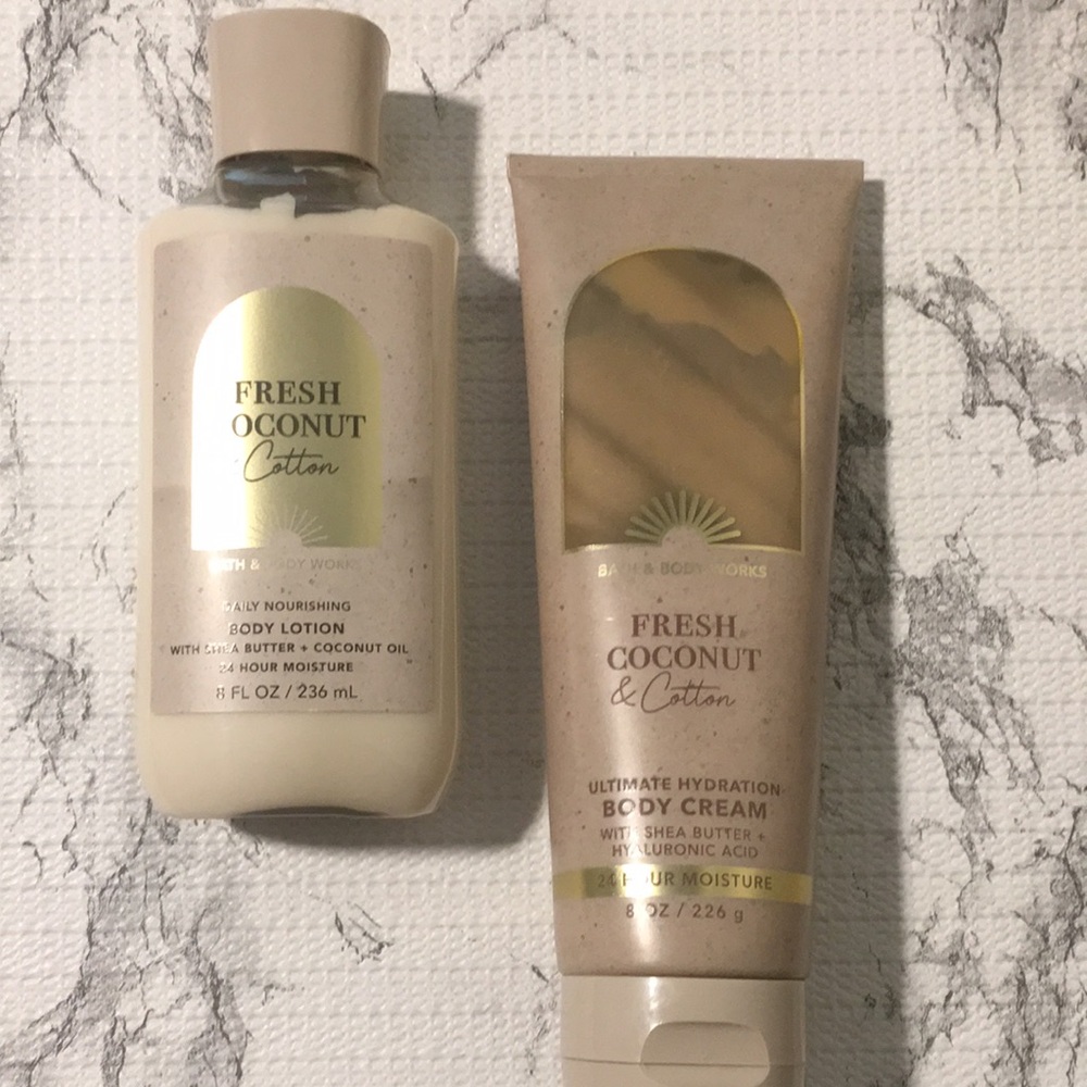 Bath & Body Works Fresh Coconut & Cotton Lotion and Cream Set – DISCONTINUED